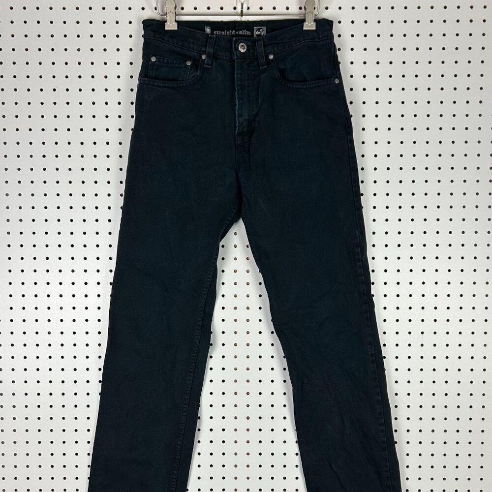 Levis SilverTab Straight Slim Black Jeans 30x34 USA Made 90s Vintage READ Repair - Picture 5 of 7